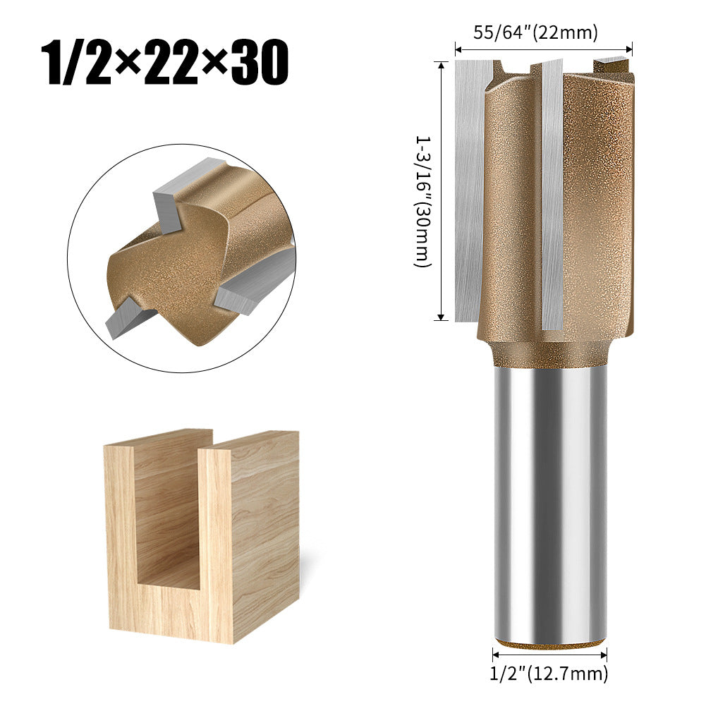 Professional grade three-blade straight knife woodworking special milling cutter head slotting knife woodworking knife trimming grooving knife 1/4 handle 1/2 handle