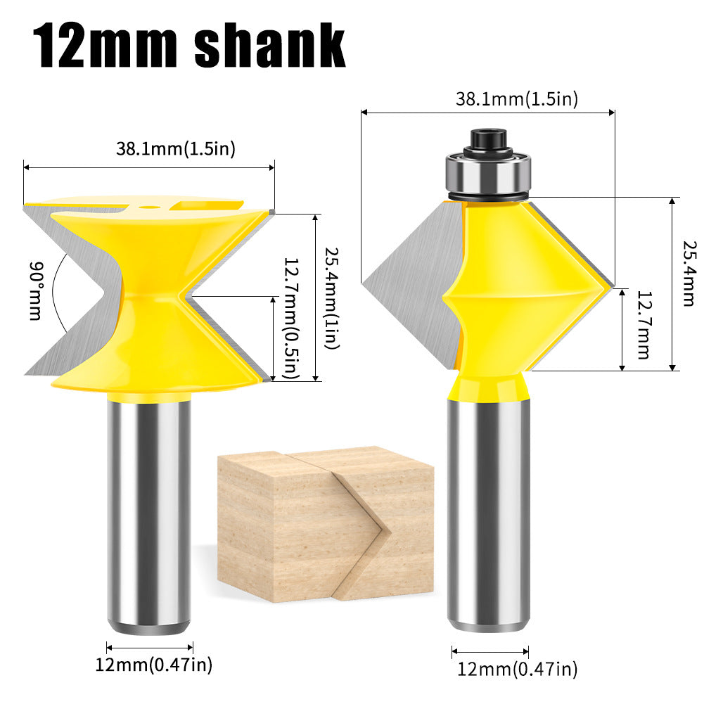 1/2 handle 8 handle woodworking milling cutter 90 ° mortise cutter slotting cutter splicing cutter woodworking milling cutter router