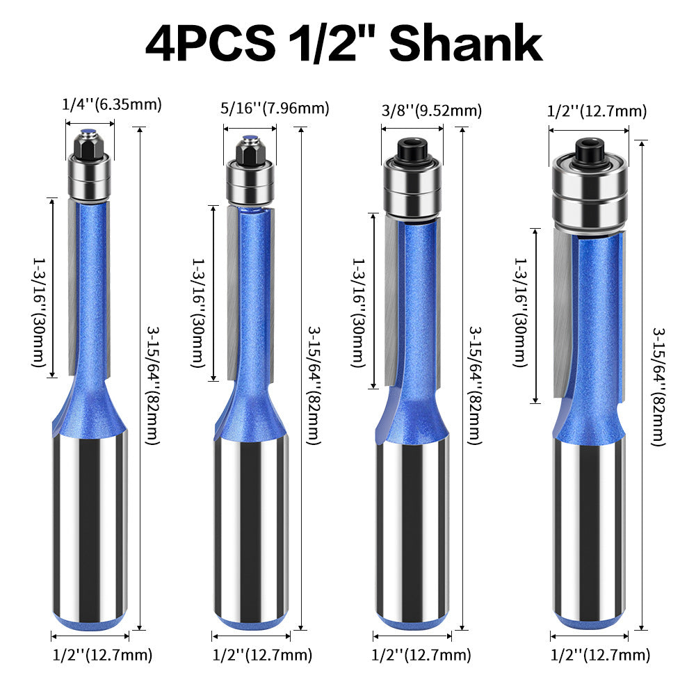 Professional grade head double bearing trimming knife 1/2 handle 12 handle trimming machine knife head woodworking side milling cutter trimming knife
