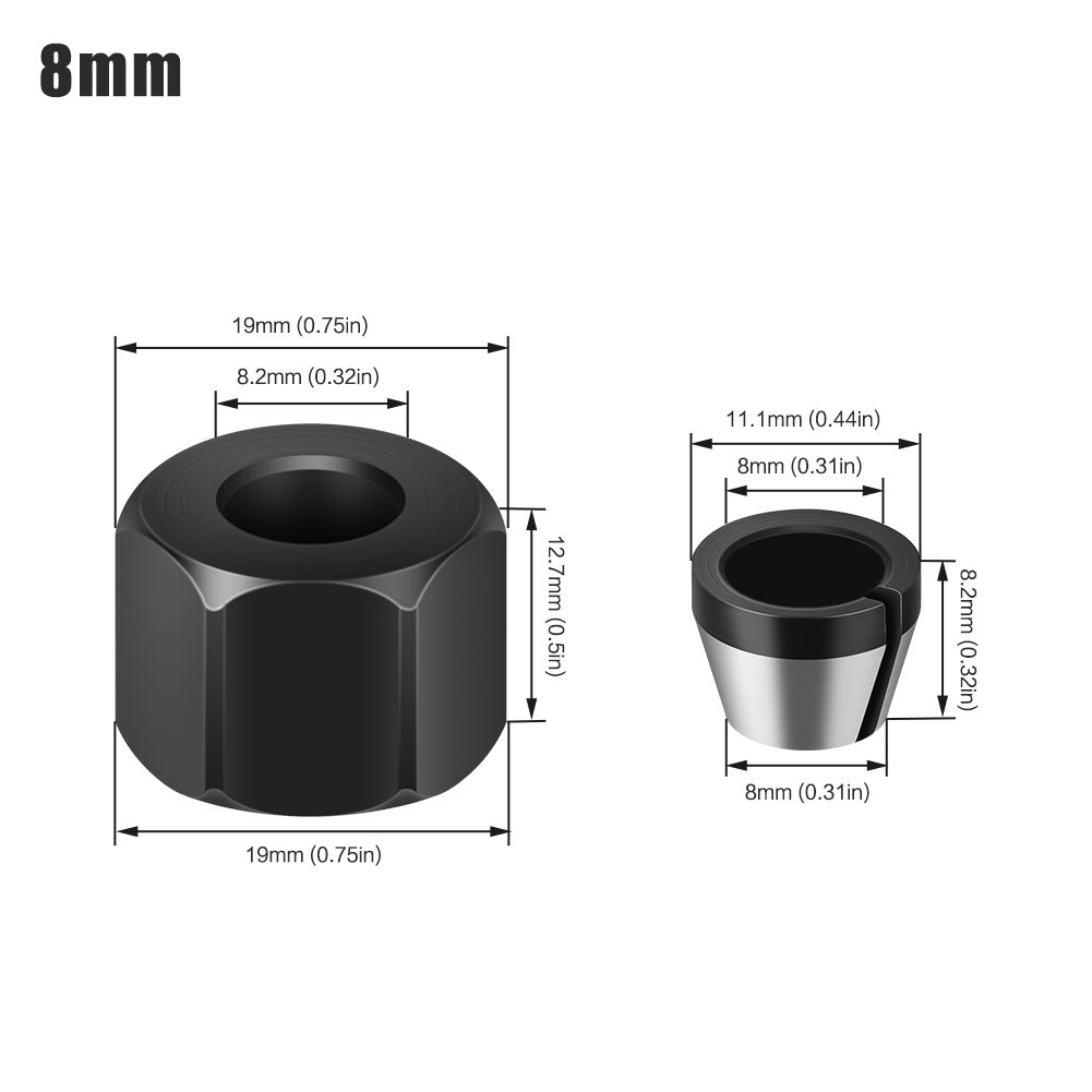 6mm8mm trimmer nut chuck, chuck nut set mill conversion sleeve, milling cutter accessories jacket