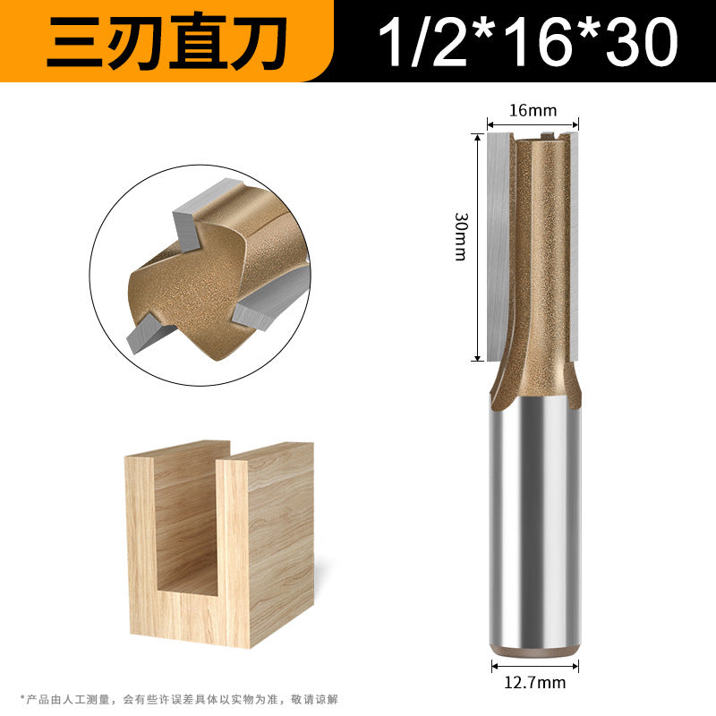 1/4 handle 1/2 handle professional grade three-blade straight knife woodworking special milling cutter head slotting knife woodworking knife trimming grooving knife