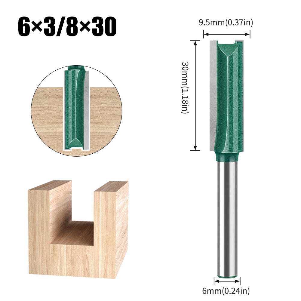 Professional grade straight knife slotting straight knife 6 handle 1/4 handle woodworking milling cutter tungsten steel alloy cutter head double edge straight knife