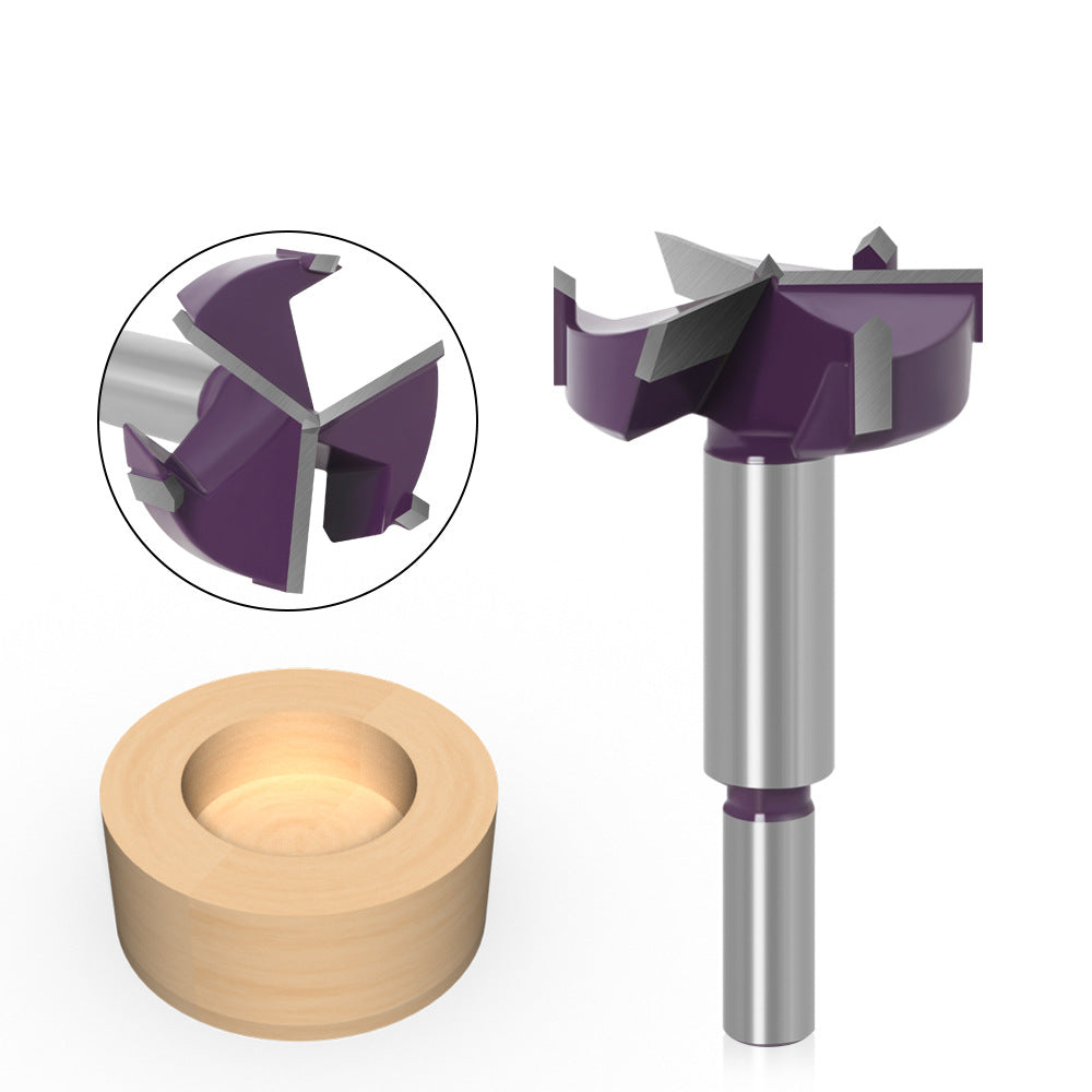 Three-blade woodworking hole opener drill bit Three-blade 35 45mm perforated hinge Special wooden board opening Round