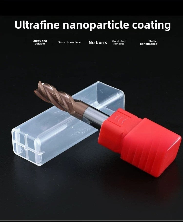 HRC55 Solid Carbide 4 Flute Square End Mill, Extra Long Straight Shank Coated CNC Cutter for Steel
