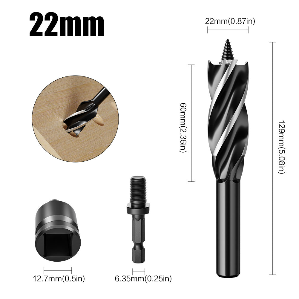 Hexagonal shank hole opener, four-slot four-blade woodworking drill set, outdoor manual multi-purpose drill