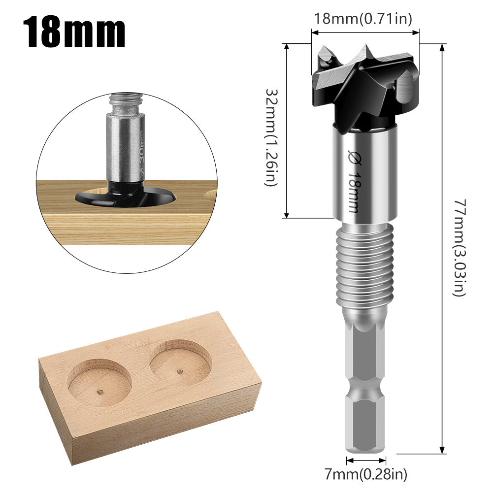 Multifunctional extended woodworking hole opener, external thread flat wing drill, extended limit wooden board hand drill, reaming drill bit