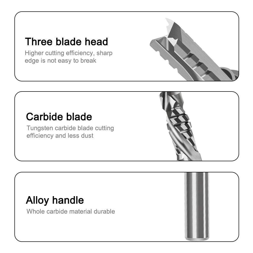 Industrial grade TCT three-edge cutting knife straight knife integral tungsten steel alloy, fast drilling and cutting