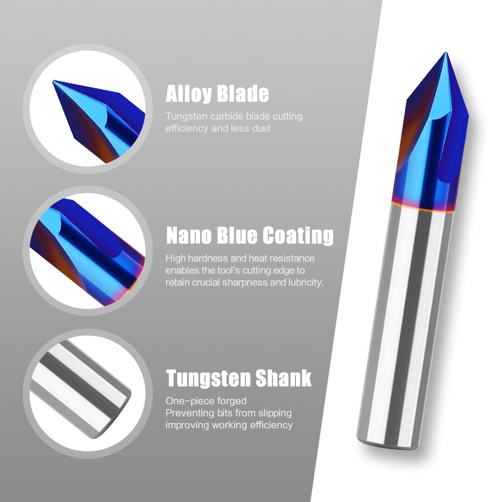 3 edge 60 degree 90 degree integral alloy slotting knife relief carving knife double edge slope coating end mill v type milling cutter
