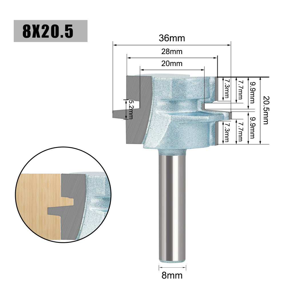 Woodworking milling cutter 8 handle 1/2 handle oblique tooth tenon cutter floor cutter woodworking cutter splicing cutter trimming machine engraving machine cutter head