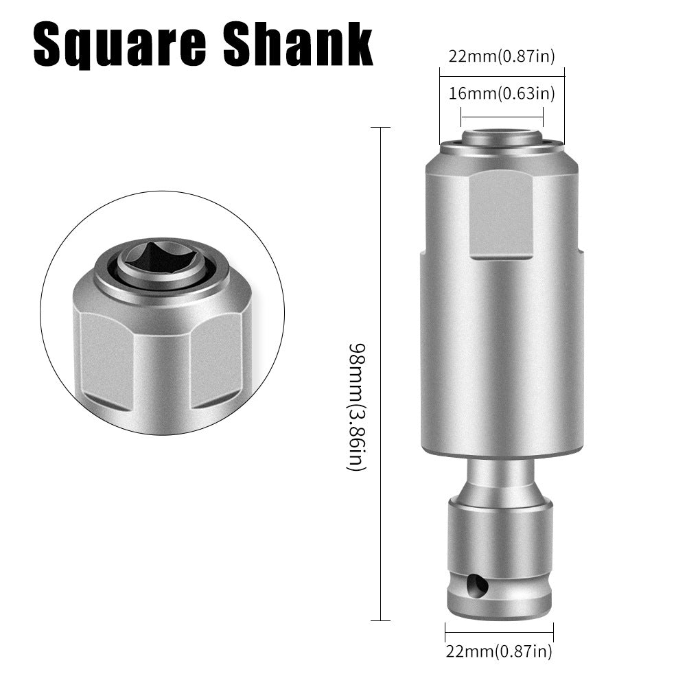 Upgraded version of electric wrench, square handle, four pits, electric hammer head, round handle, two pits and two slots, variable impact drill bit conversion head
