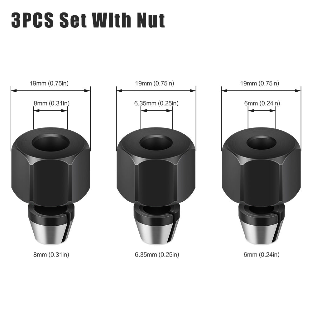 6mm8mm trimmer nut chuck, chuck nut set mill conversion sleeve, milling cutter accessories jacket