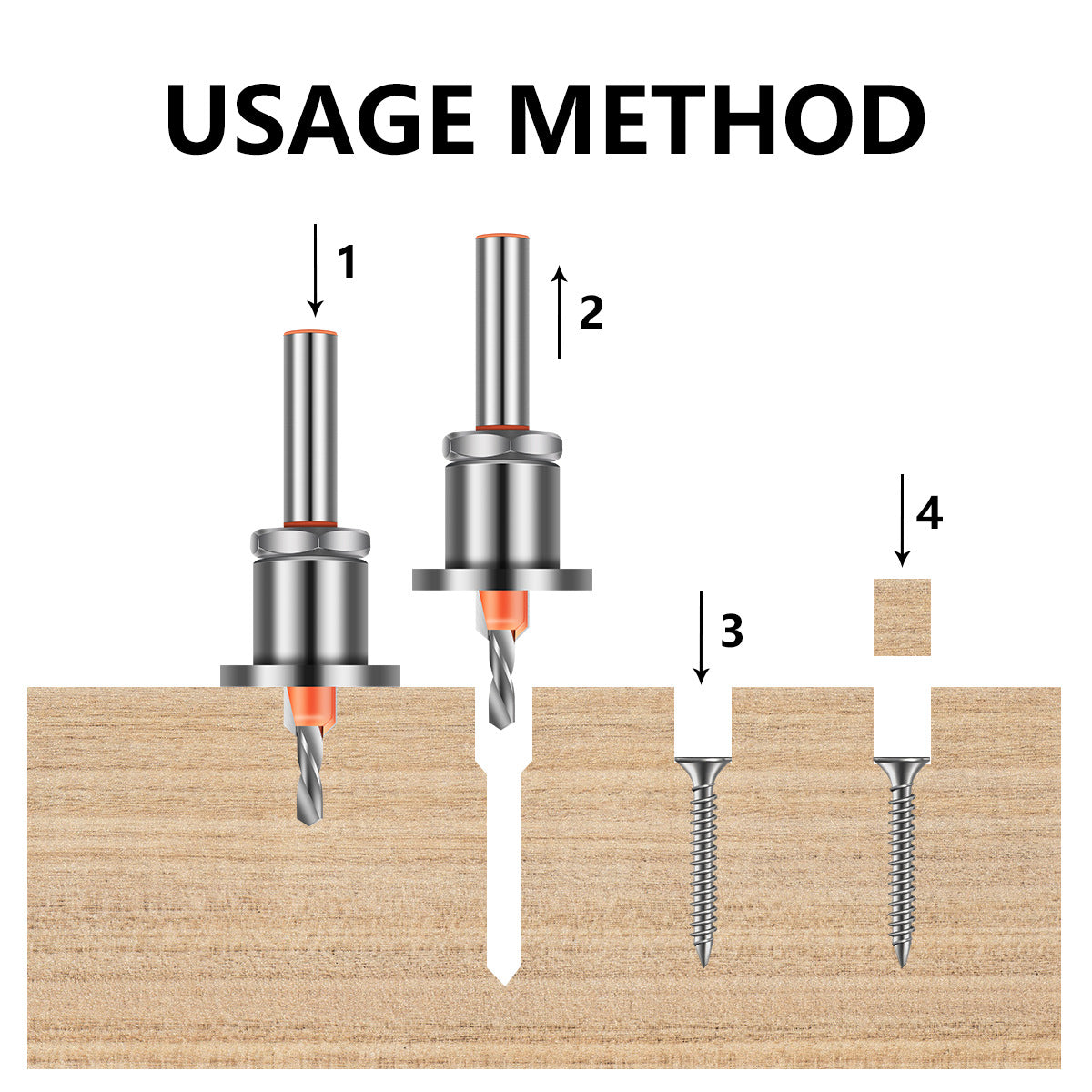 Heavy Hole Drill with Limiter Alloy Head Cone Hole Drill Woodworking Step Drill Bit Screw Installation Woodworking Drill