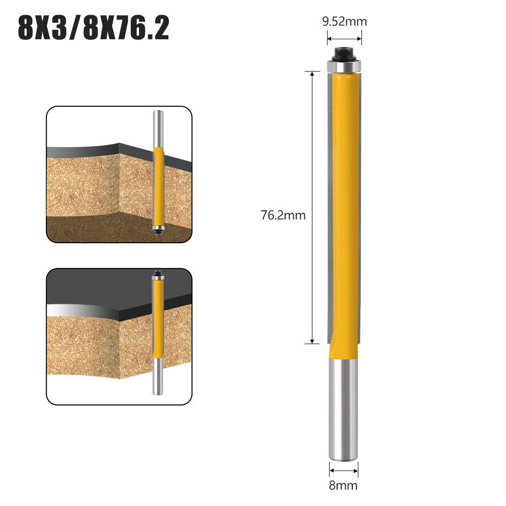 Extended trimming knife with bearing trimming knife Double blade straight knife Woodworking milling cutter Edge trimming machine Knife head engraving machine