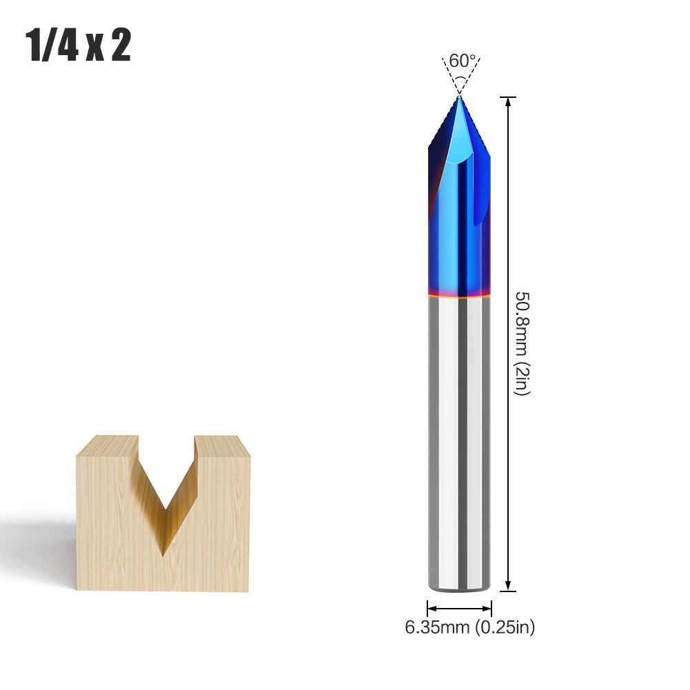 3 edge 60 degree 90 degree integral alloy slotting knife relief carving knife double edge slope coating end mill v type milling cutter