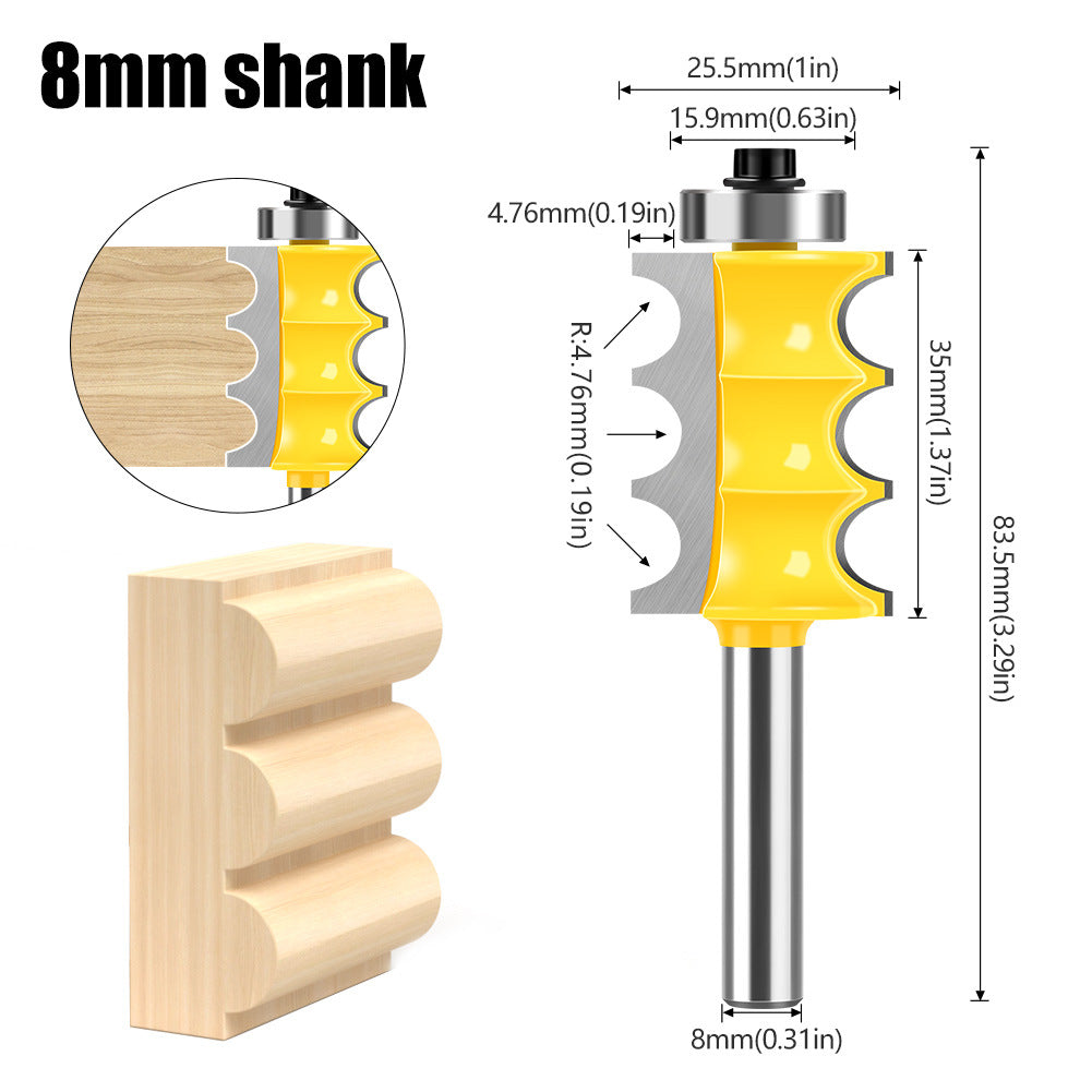 8Mm handle three bead knife three ball knife fancy line knife ball head knife cabinet line knife decorative woodworking milling cutter