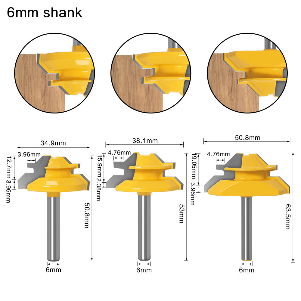 1/2 shank 1/4 shank 45 degree mortise cutter woodworking cutter puzzle cutter wood milling cutter line cutter right angle cutter