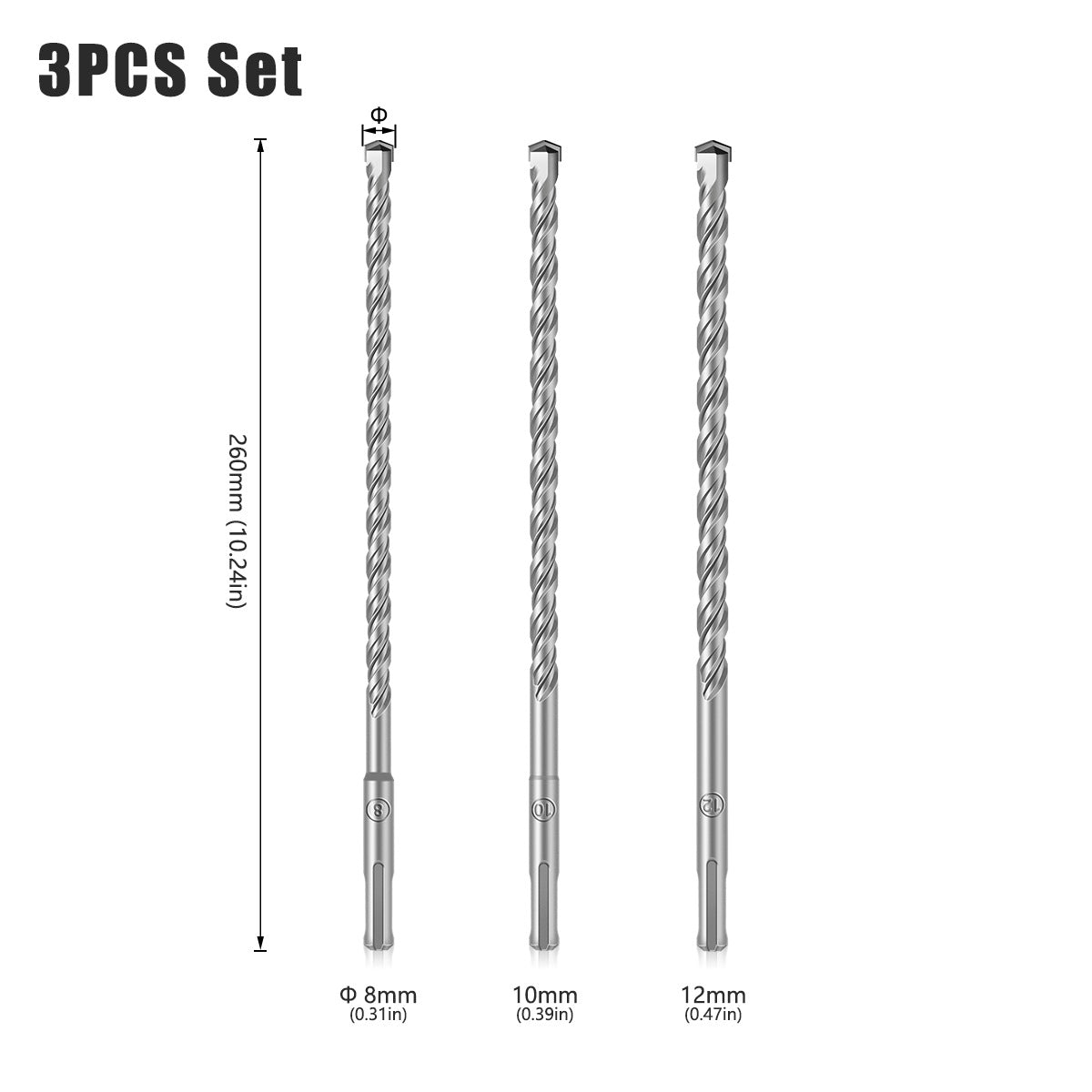 Drill bit chisel set, drill bit set round handle, pointed chisel flat chisel, masonry chisel concrete, electric power steel chisel