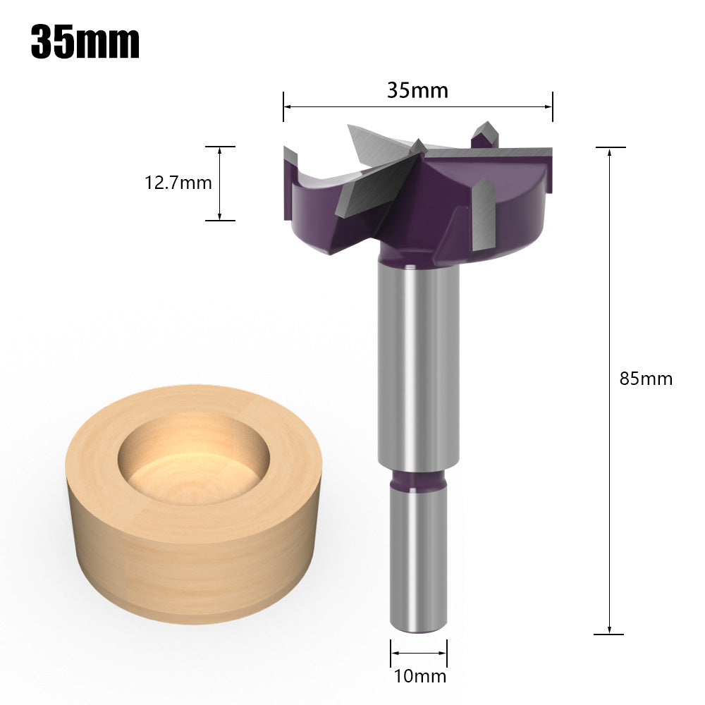 Three-blade woodworking hole opener drill bit Three-blade 35 45mm perforated hinge Special wooden board opening Round