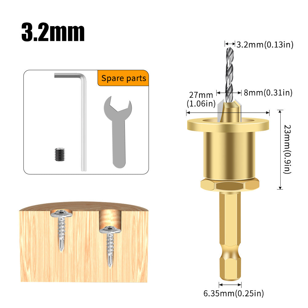 Adjustable hexagonal shank countersunk hole drilling tapered hole drilling screw step drill self-tapping screw alloy head wood installation