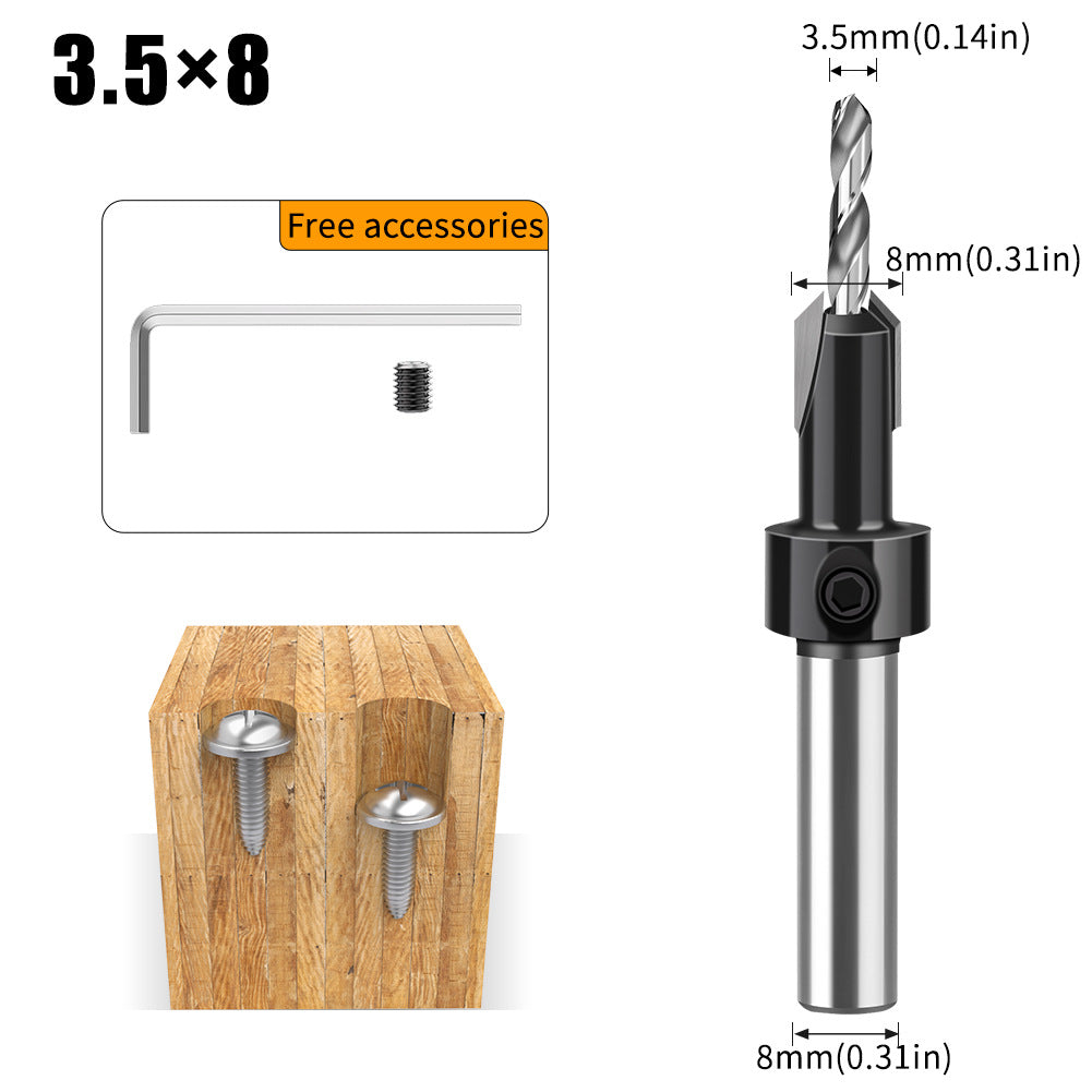 Woodworking countersink drill cone hole opener hole drill alloy head screw ladder drill wood self-tapping screw installation ladder