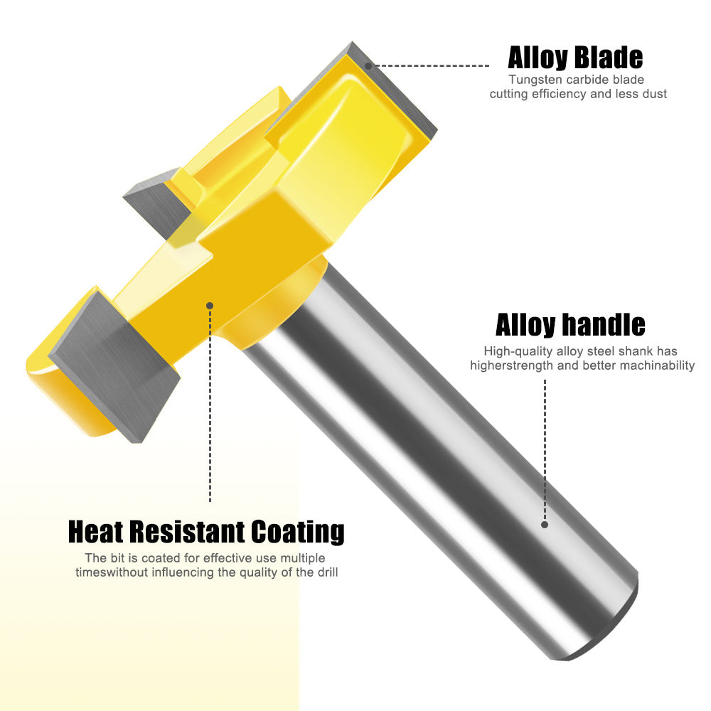 Three-blade T-slotting cutter T-type mortise and tenon cutter engraving machine trimming machine cutter head, woodworking milling cutter alloy notch cutter