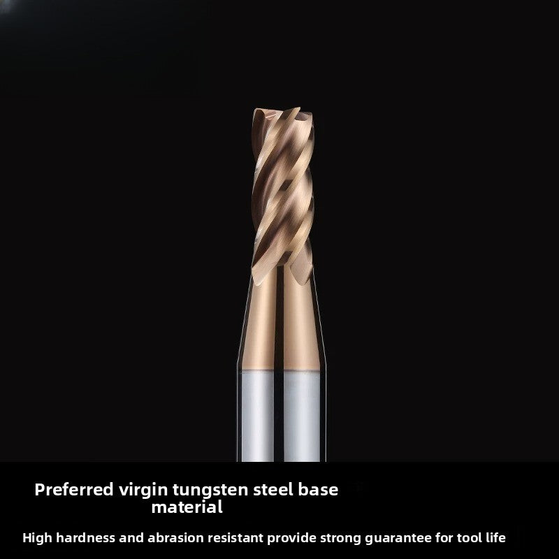 HRC55 Solid Carbide 4 Flute Flat End Mill with Coating for Steel, Reduced Shank 6mm Shank, Step Roughing Mill