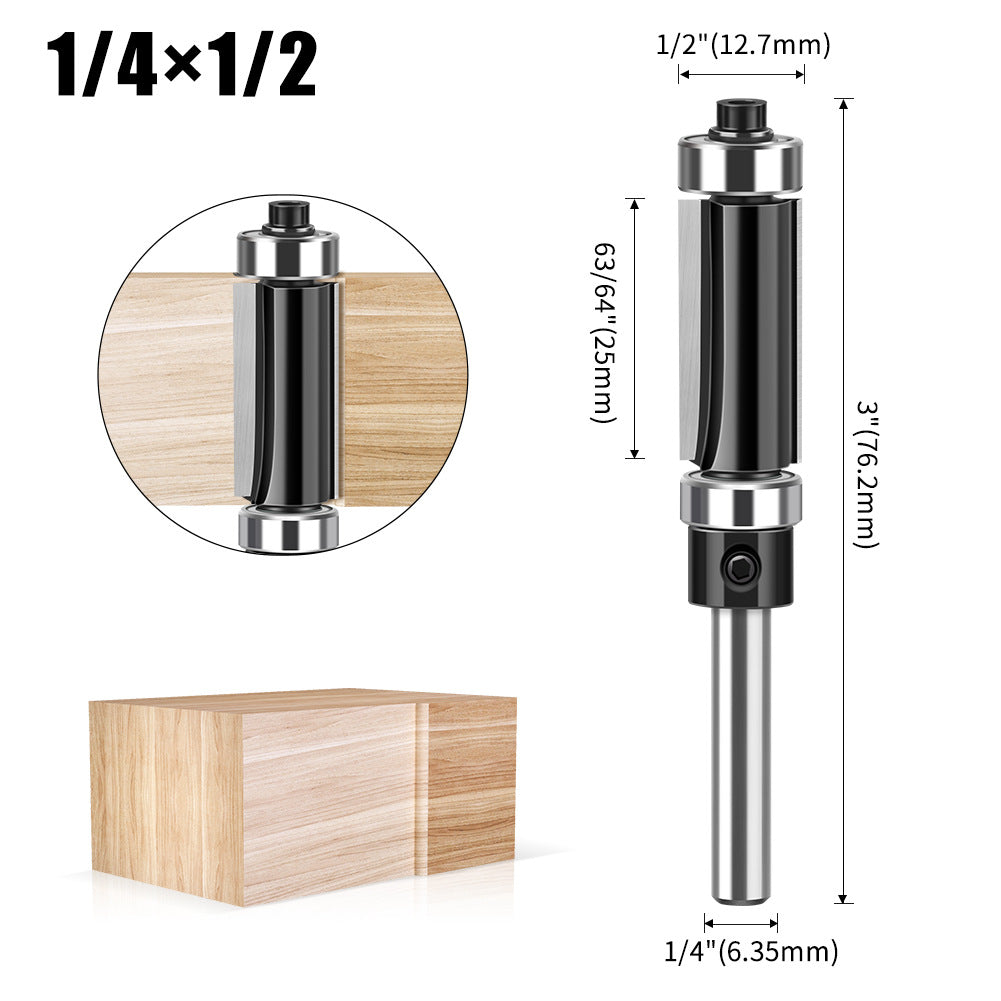 Double Bearing Trimming Knife Double Blade Straight Knife Woodworking Knife, Bakelite Milling Trimming Machine Gong Milling Cutter 1/4 * 12.7 * 25.4