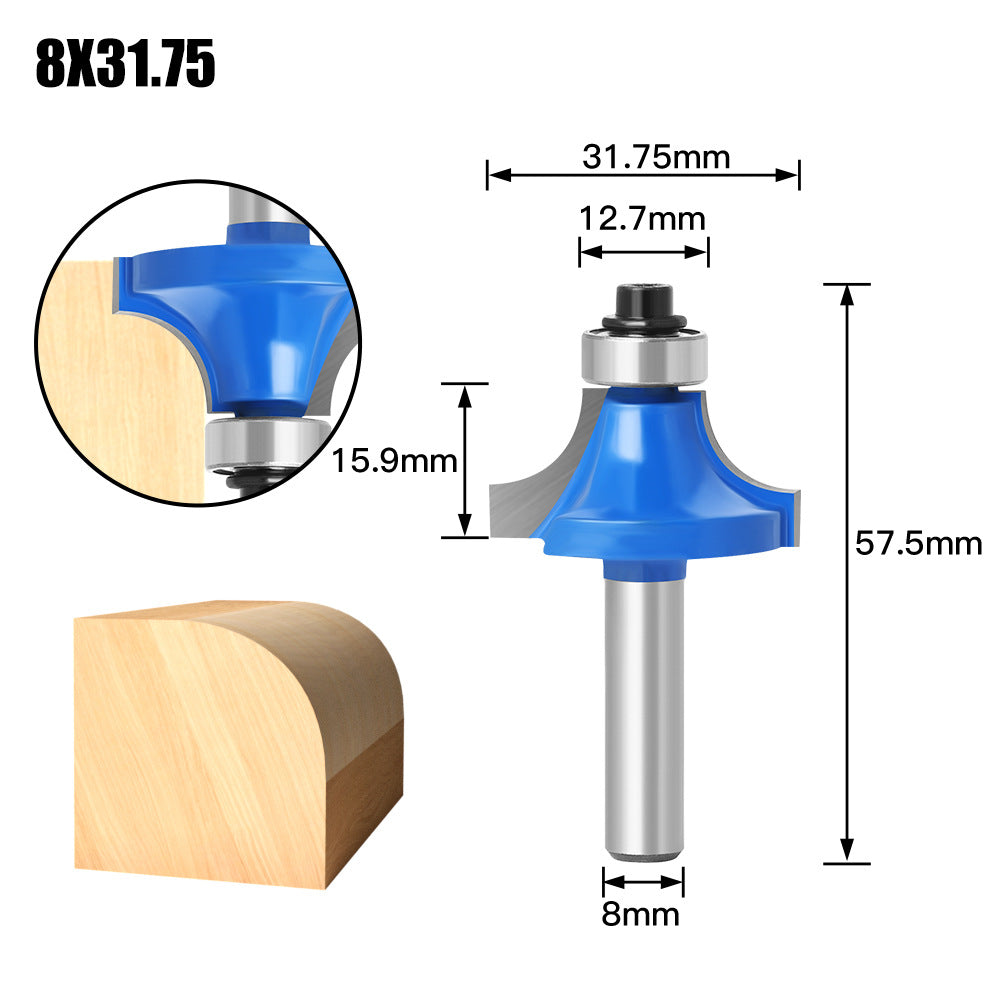 2-Piece set of 8 handle rounded corner knives, Minzai knife, slotting tool, trimming machine head, inverted R angle cutter, edge milling cutter, trimming knife