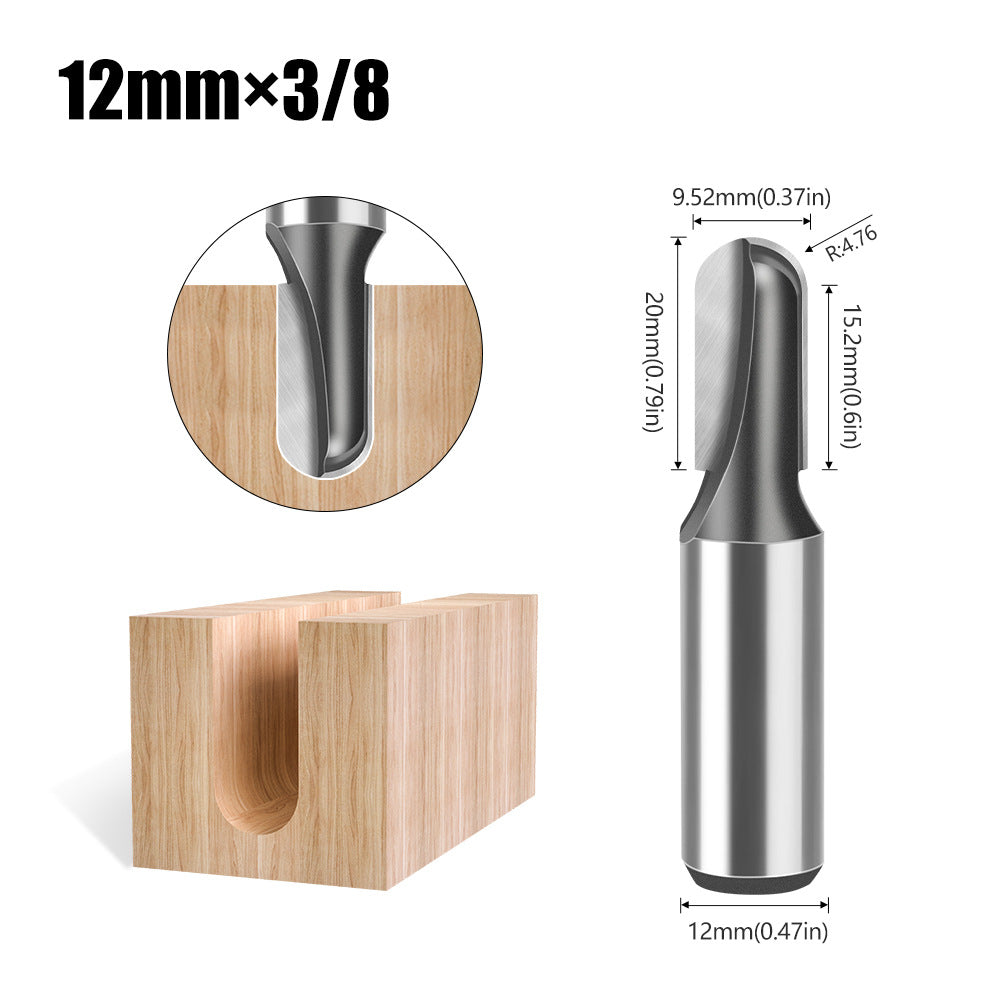 1/2 shank 12 shank deep round bottom cutter, woodworking milling cutter slotting cutter trimming machine tool head engraving machine bakelite gong cutter