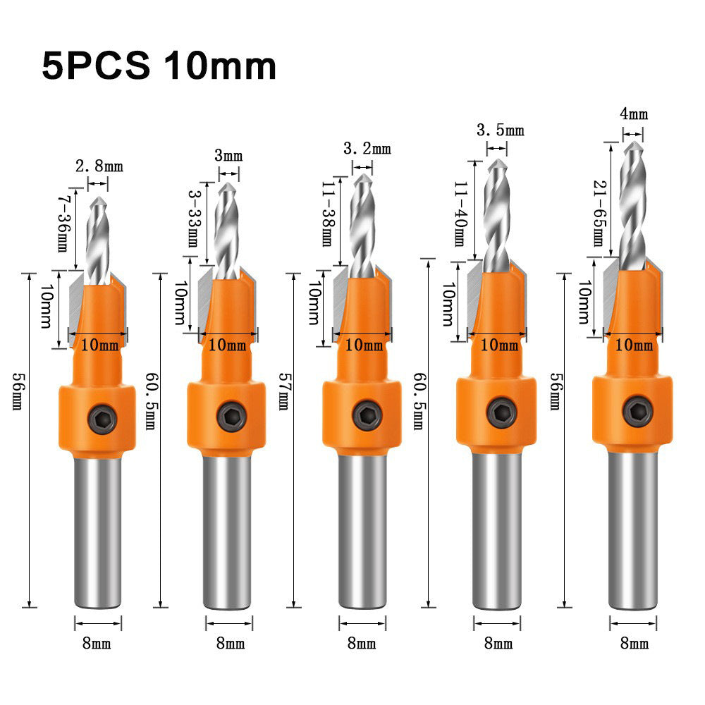 Woodworking Sink Hole Drilling Taper Hole Drilling Alloy Head Screw Step Drilling Wood Self-Tapping Screw Installation Step Drilling