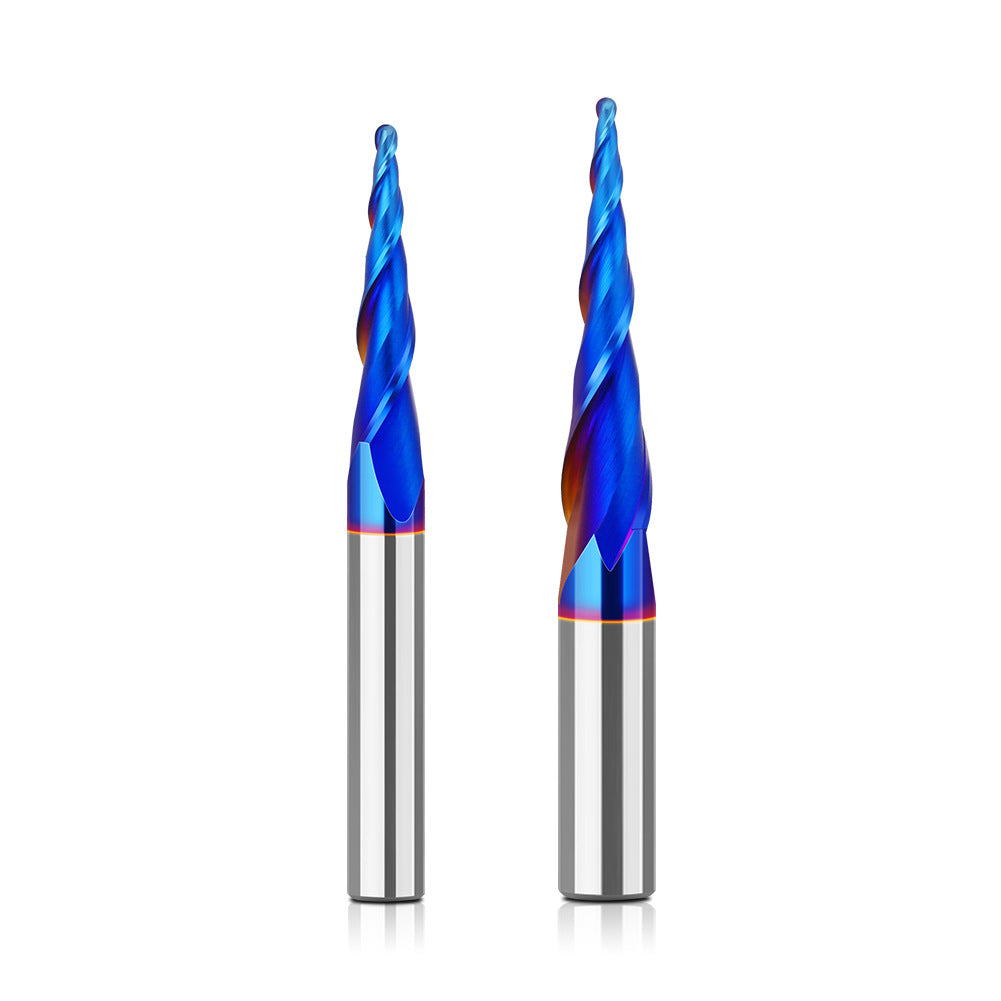 1/4 Shank 8 Shank Integral Alloy Double Edge Tilt Coated Ball Cutter Taper Ball End Mill Metal Embossed Extended Tungsten