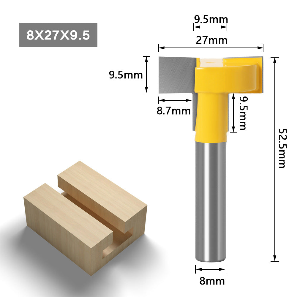 Straight edge T-cutter diameter 27mm slotting cutter 8 handle groove milling cutter Foreign trade export woodworking milling cutter