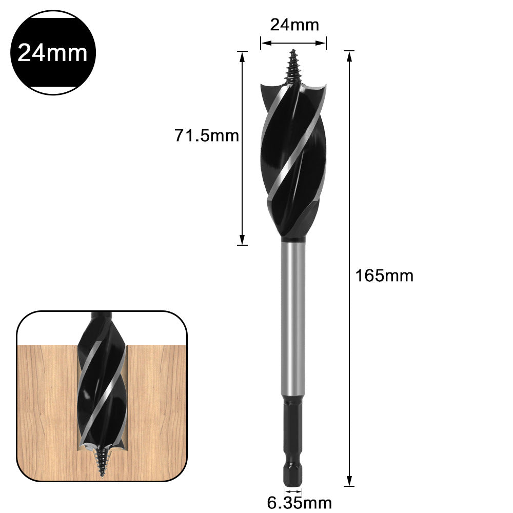 Woodworking drill Four-blade woodworking hole opener, door lock reamer, four-slot reamer Hexagonal handle, drawer opening