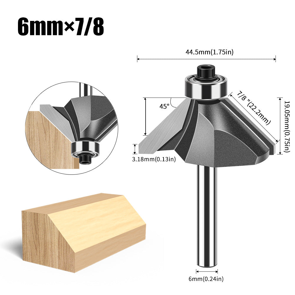 6 handle 12 handle 45 degree bevel knife woodworking milling cutter trimming machine engraving cutter head 45 degree chamfer knife bevel knife