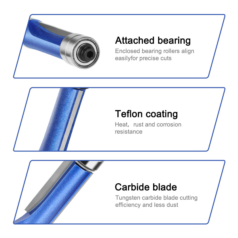 Professional grade head double bearing trimming knife 1/2 handle 12 handle trimming machine knife head woodworking side milling cutter trimming knife