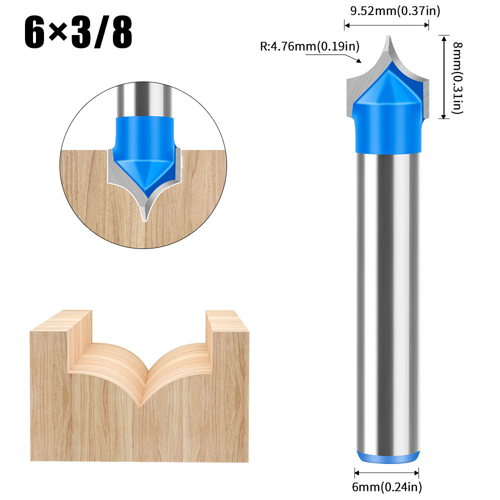 6 handle 12 handle woodworking pointed nozzle carving knife trimming machine line knife, inverted arc knife, rounded corner cutter milling cutter