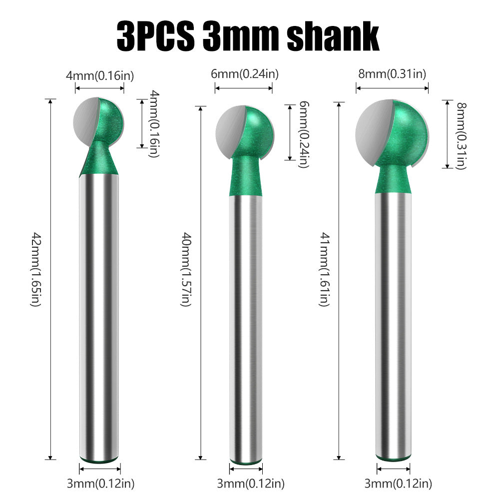 4PCS ball knife engraving ball knife wood carving root engraving knife head woodworking spherical ball knife 6mm straight handle grinding head