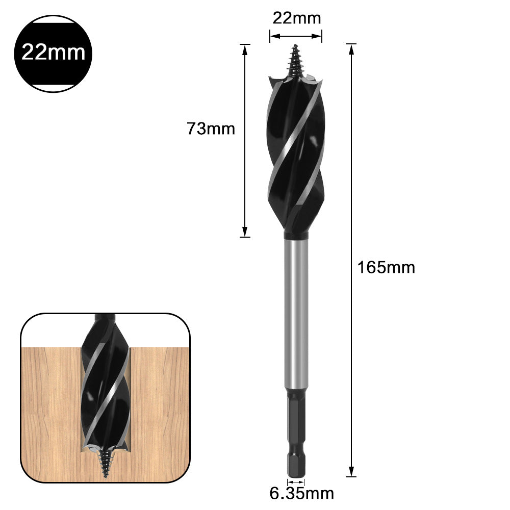 Woodworking drill Four-blade woodworking hole opener, door lock reamer, four-slot reamer Hexagonal handle, drawer opening