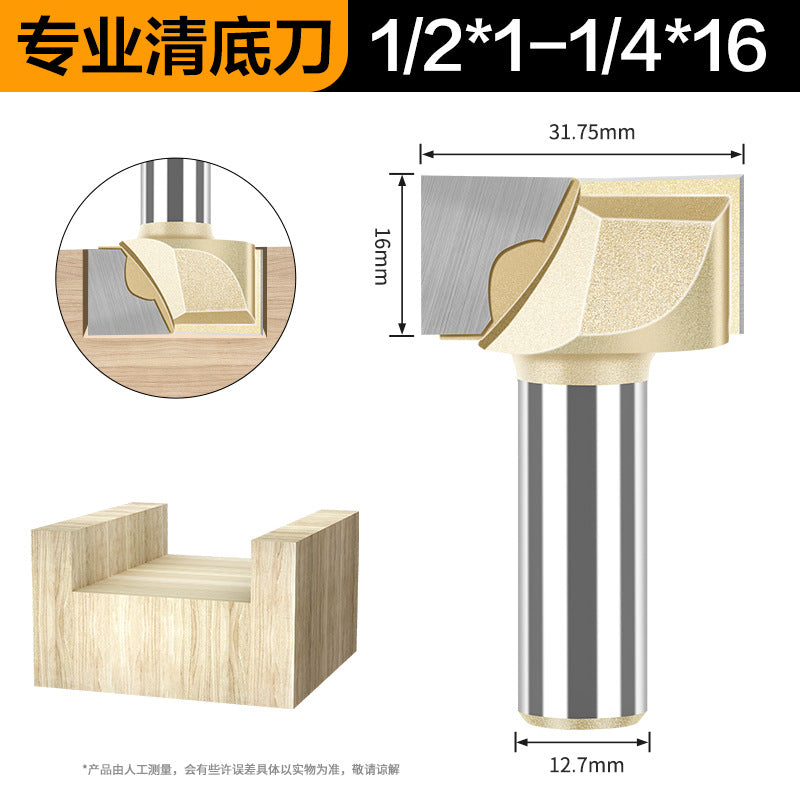 Professional grade bottom cleaning knife 1/4 handle 1/2 handle slotting knife flat bottom knife trimming machine engraving machine milling cutter complete specifications