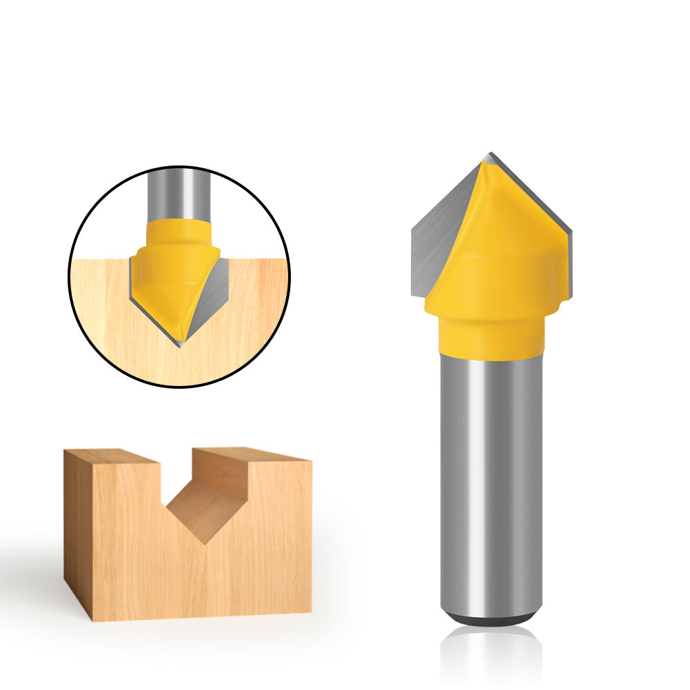 8 handle 90 degree V knife woodworking milling cutter trimming machine cutter head aluminum plastic plate slotting integrated wall folding knife
