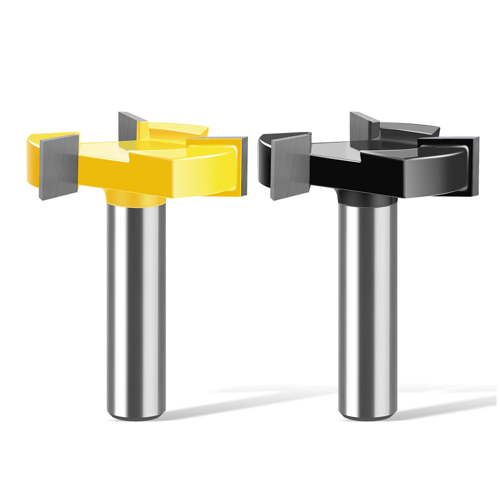 Three-blade T-slotting cutter T-type mortise and tenon cutter engraving machine trimming machine cutter head, woodworking milling cutter alloy notch cutter