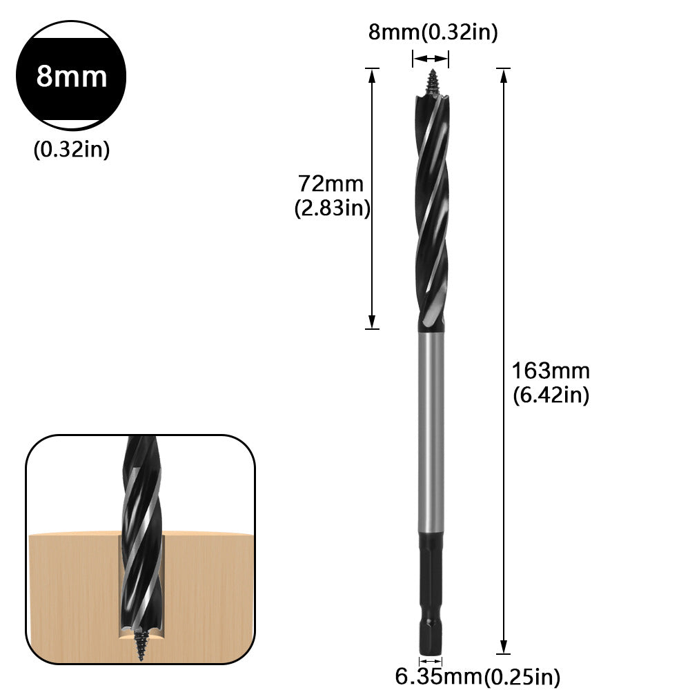 Woodworking drill Four-blade woodworking hole opener, door lock reamer, four-slot reamer Hexagonal handle, drawer opening