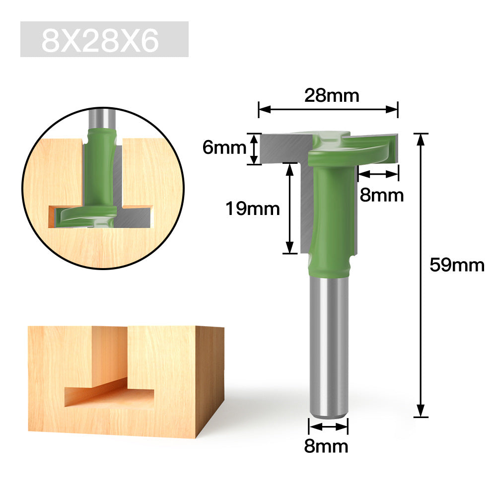 8 handle green straight edge T-tool hook milling cutter slotting cutter 8 handle groove milling cutter foreign trade export woodworking milling cutter