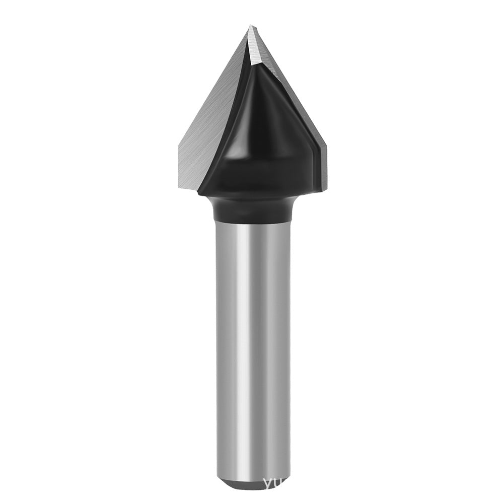 Jincheng 8mm handle 60 degrees professional grade V-shaped knife chamfering beveled edge knife woodworking trimming machine tool head folding alloy milling cutter