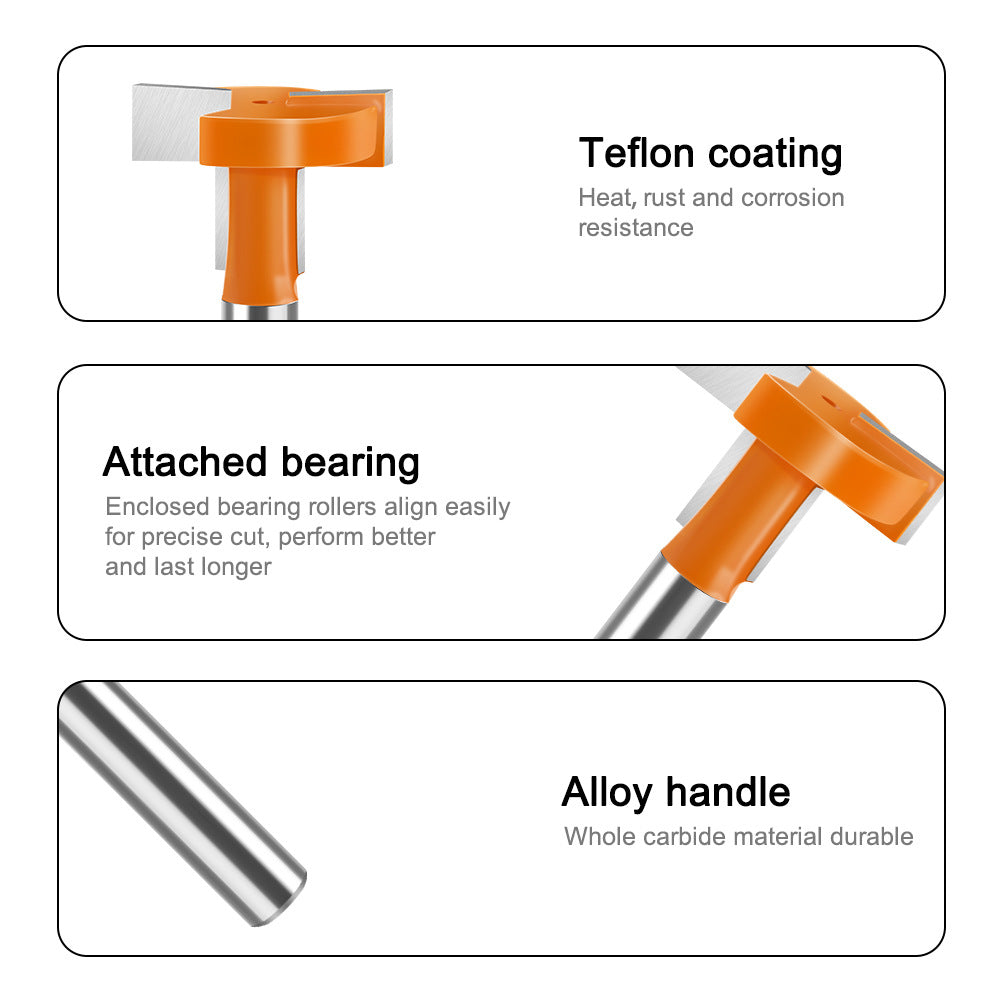 Orange straight edge T-knife, woodworking engraving milling cutter, notch cutter, four-edge slotting cutter, woodworking milling cutter