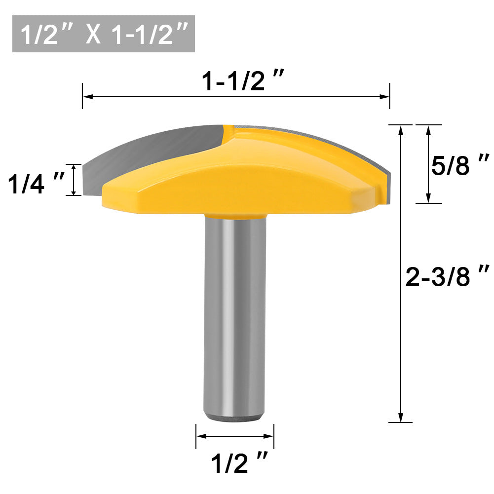 High-grade 1/2 handle thin round bottom cutter Bowl cutter Engraving machine Woodworking milling cutter Router cutter Woodworking engraving knife Yellow paint