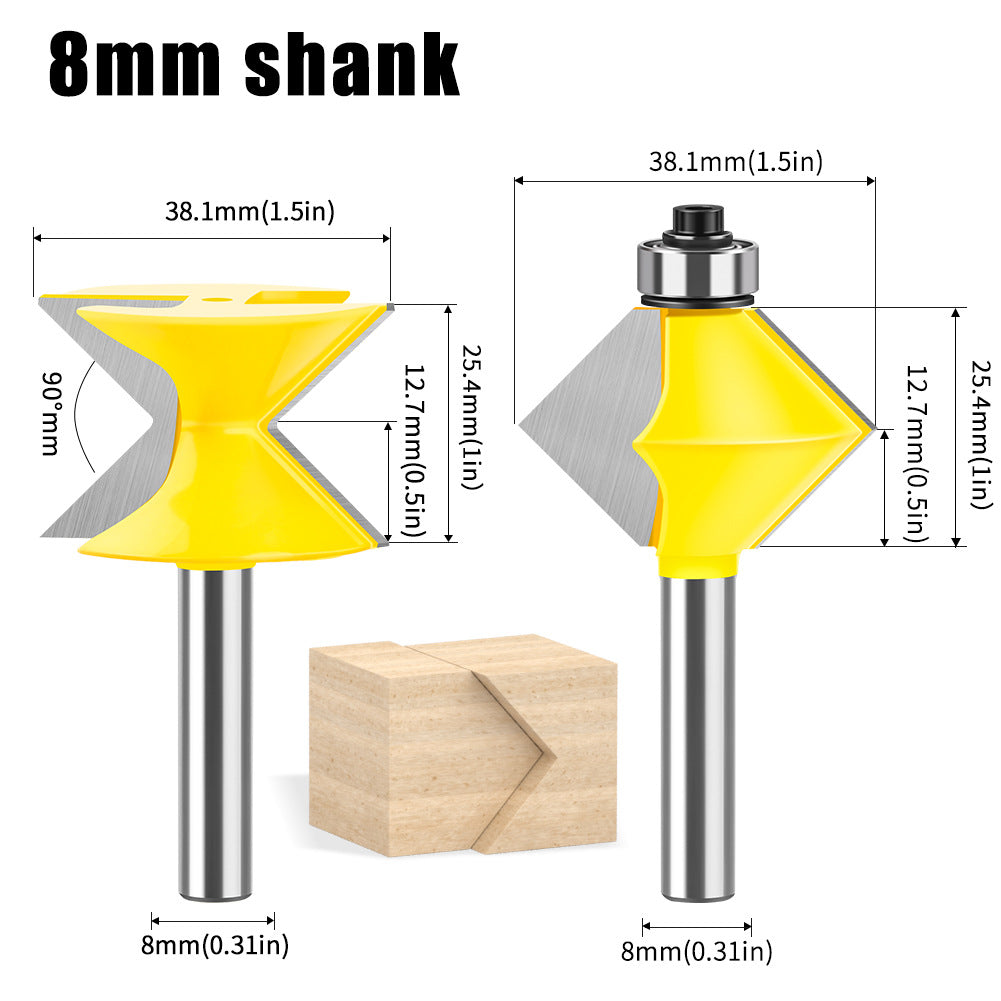 1/2 handle 8 handle woodworking milling cutter 90 ° mortise cutter slotting cutter splicing cutter woodworking milling cutter router