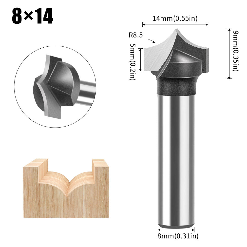 8Mm handle pointed nozzle engraving knife woodworking milling cutter slotting line pointed cutter head arc v-edge knife trimming machine tool