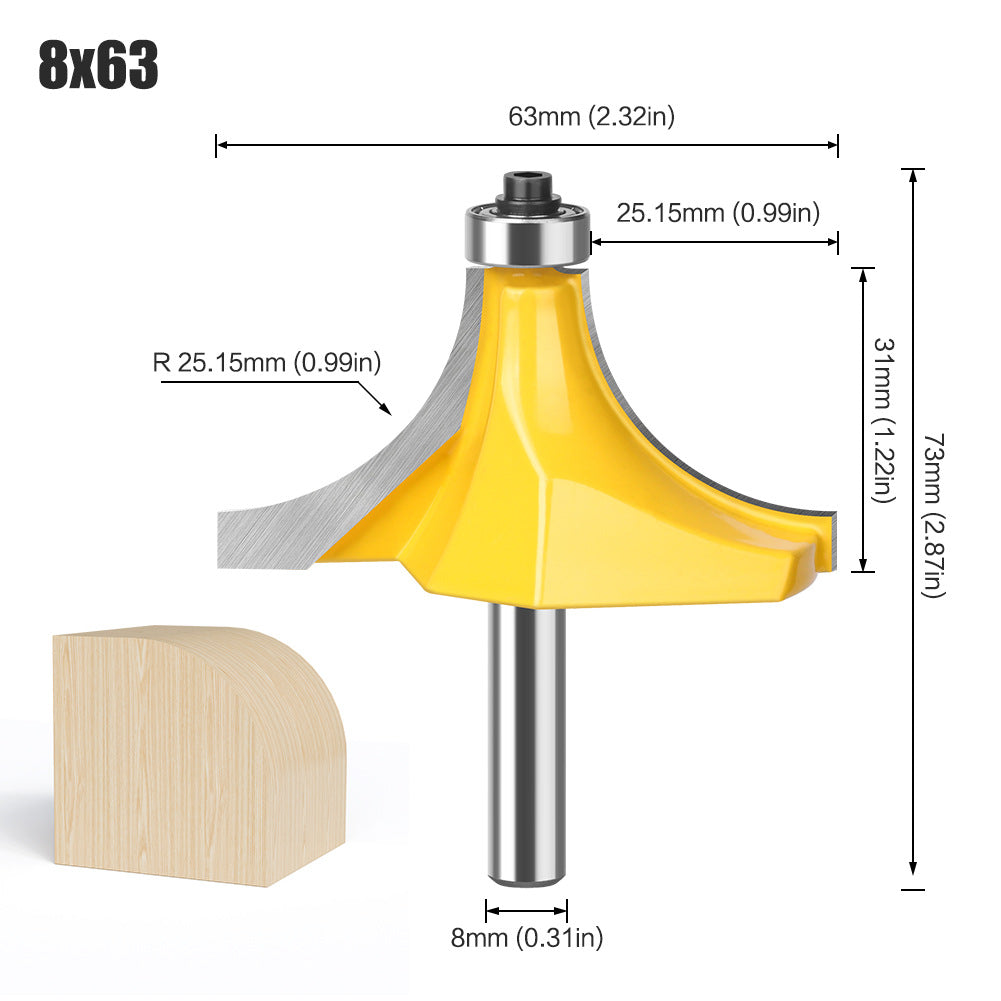 8 handle large diameter 53,63mm fillet cutter woodworking milling cutter chamfering cutter arc cutter trimming head