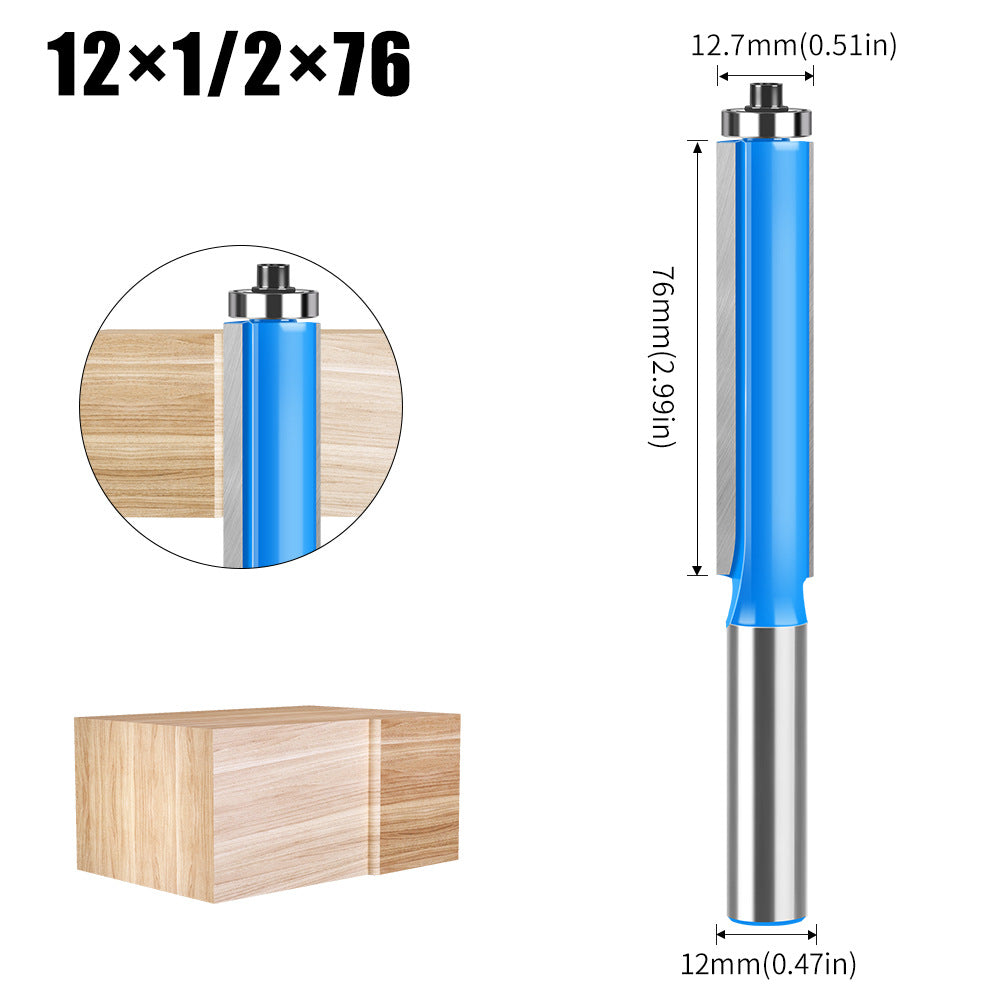 12 handle extended trimming knife with bearing trimming knife double edge straight knife woodworking milling cutter tool trimming machine head